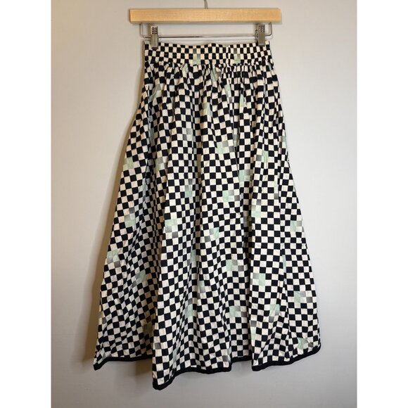 NWT Max Mara Weekend Cotton Check Ossido Midi Skirt Black Size US 2 $435 [jb] - Picture 10 of 14